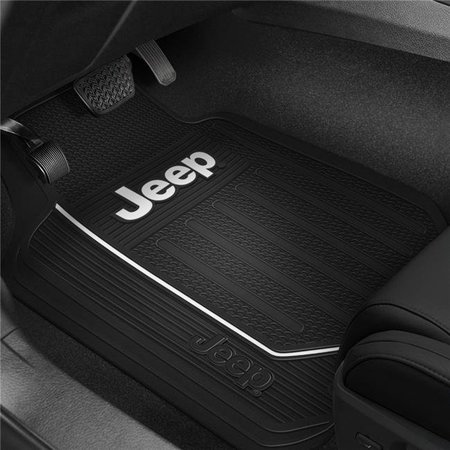 LASTPLAY 1st Row Black Rubber Floor Mats with Jeep; Black LA1590840